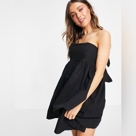 ASOS DESIGN bandeau double layer tie back mini sundress with detachable straps - Picture 8 of 8